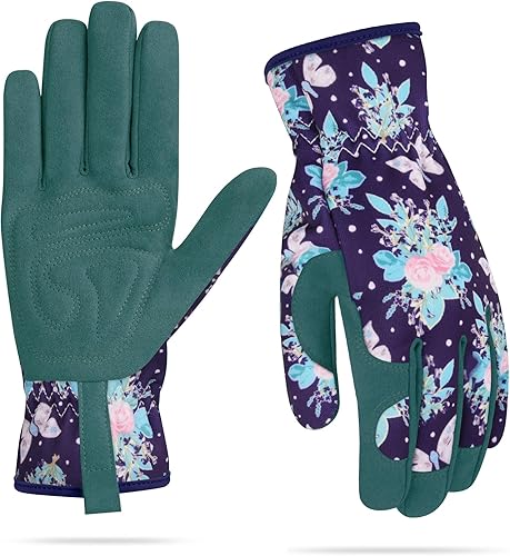 Leather Gardening Gloves Thorn Proof for Women,Womens Garden Work Gloves Gifts,Weed Pulling Gloves for Planting,Pruning