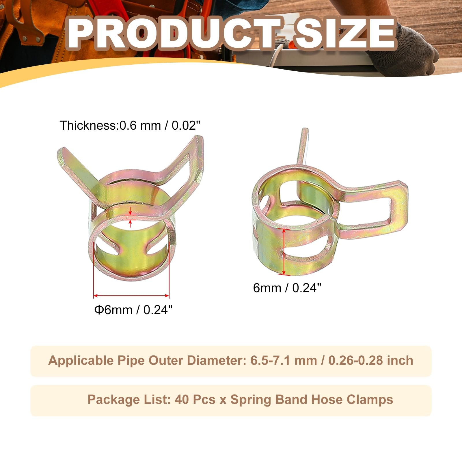PATIKIL 40-Pack Spring Band Hose Clamps – 5mm ID Manganese Steel For Fuel, Vacuum, Air & Water Lines (Multicolored)