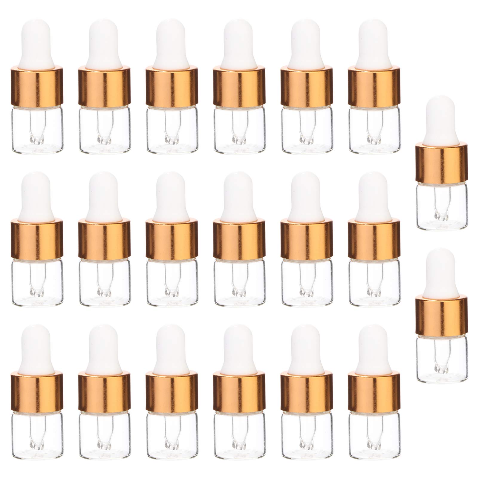 FRCOLOR Mini Pipettenflasche Glas Tropfflasche Tragbare Leere Nachfüllbar Ätherische Öl Flaschen Flüssigkeitsflaschen Kosmetikbehälter 1ML 100 Stück (Transparent)