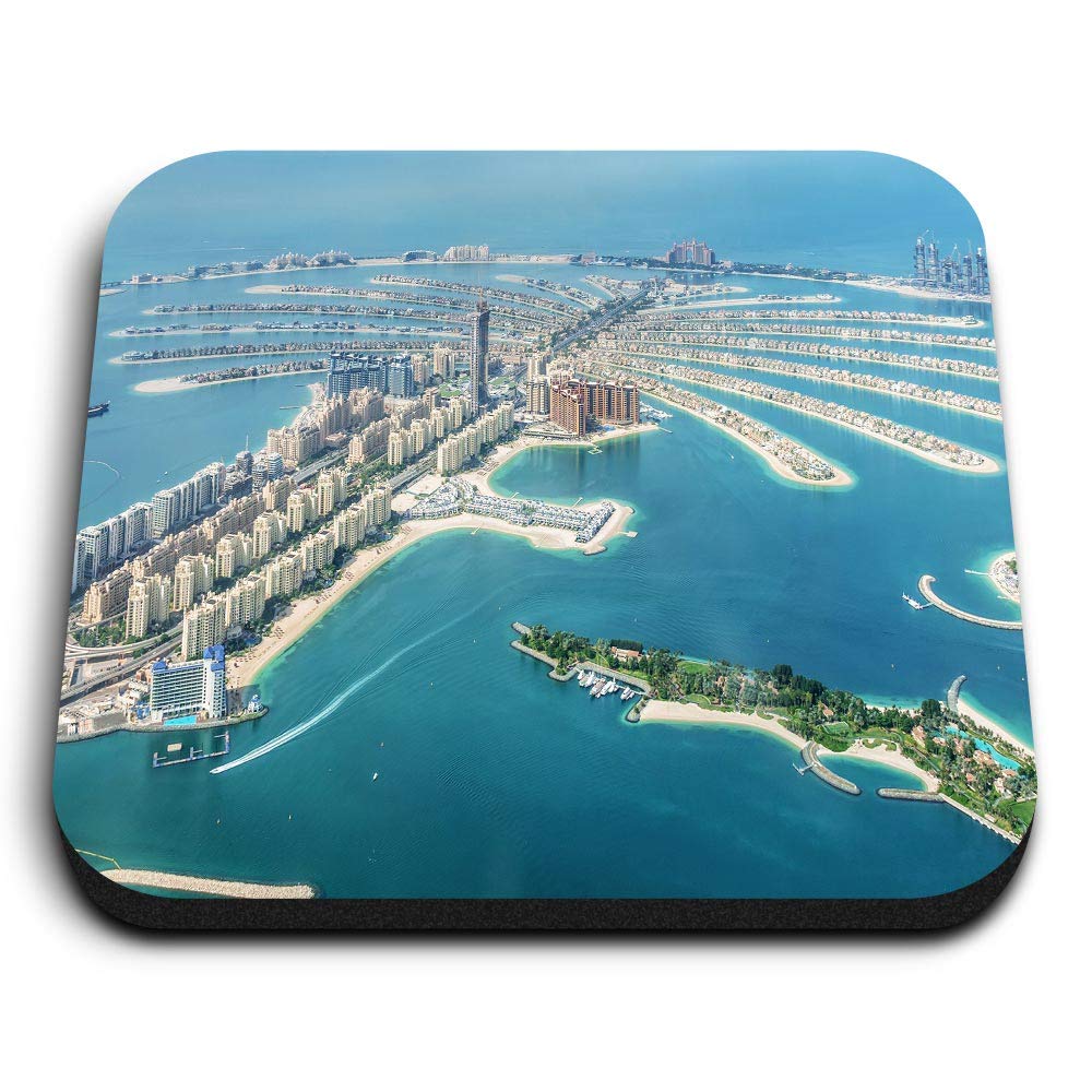 Destination Vinyl Ltd Multicolor 1 X Square Mdf Fridge Magnet - Dubai Palm Jumeirah Island Uae 44912