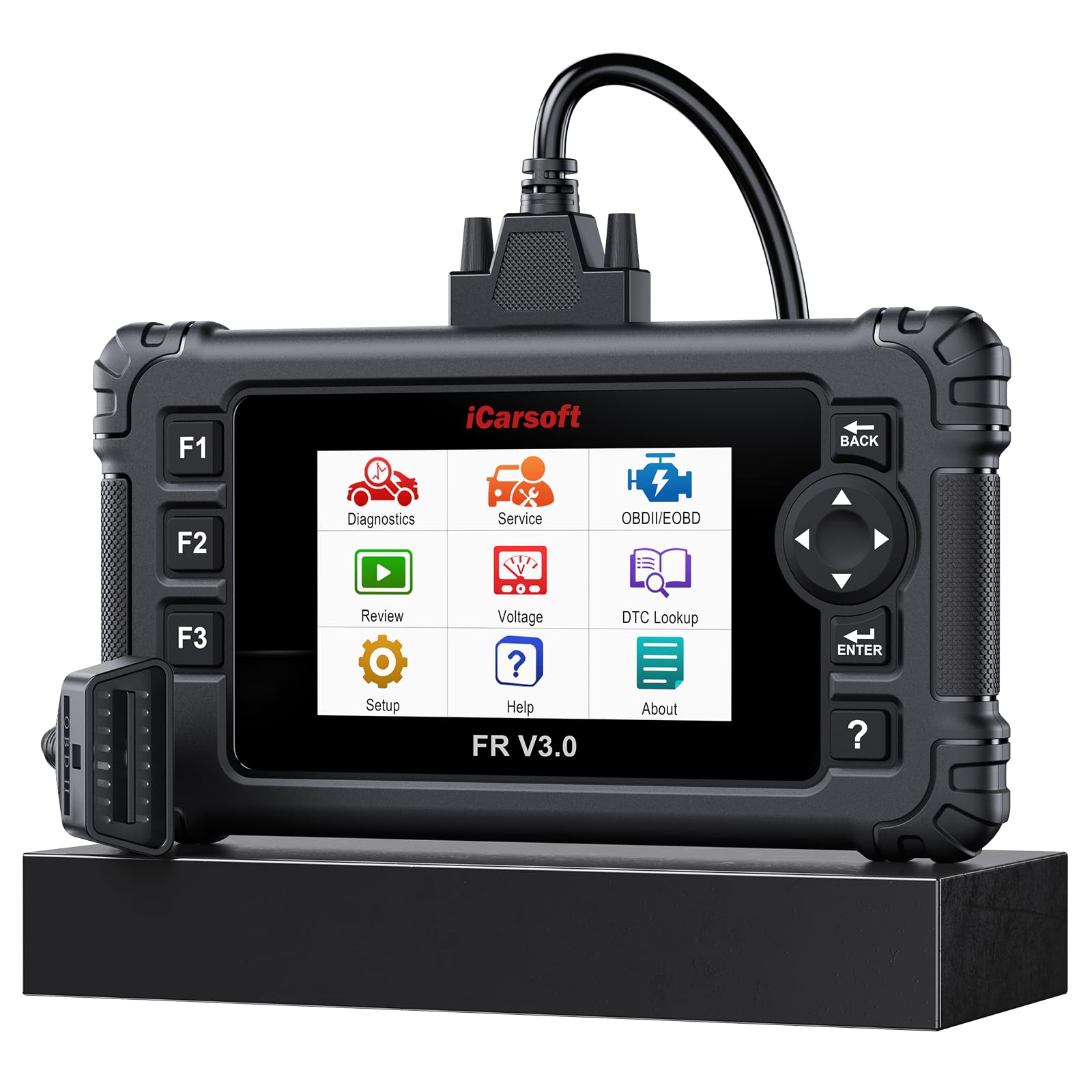 iCarsoft FR V3.0 OBD2 Máquina Diagnosis Coche para Renault/Citroen/Peugeot/Fiat/Dacia/Alfa Romeo, Bidireccional Escáner de Todo el Sistema, 45 Funciones Reinicio, Actualizaciones de por Vida
