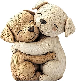 Wooden Cat Couple Sculpture,2D Flat Cat Shaped Plaque Decor,Farmhouse Animal Statues for Tabletop Decorations,Dog Collectible Figurines for Home Office,Funny Cat Table Sign for Pet Lovers