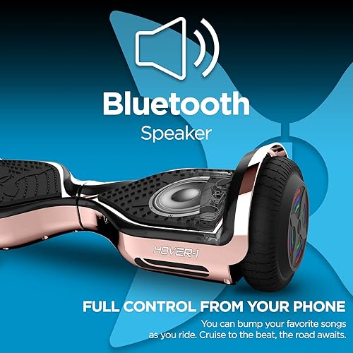 Miniatura 6 de Hover-1 - Patineta eléctrica de autoequilibrio cromada con velocidad máxima de 6MPH, autonomía de 9.6 km, carga completa de 4.5 horas, altavoz