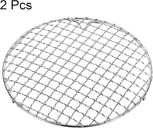 Miniatura 127 de HARFINGTON Rejilla redonda de 6.5 pulgadas de acero inoxidable 201 con alambre cruzado para barbacoa con patas de 0.787 in para cocinar hornear al
