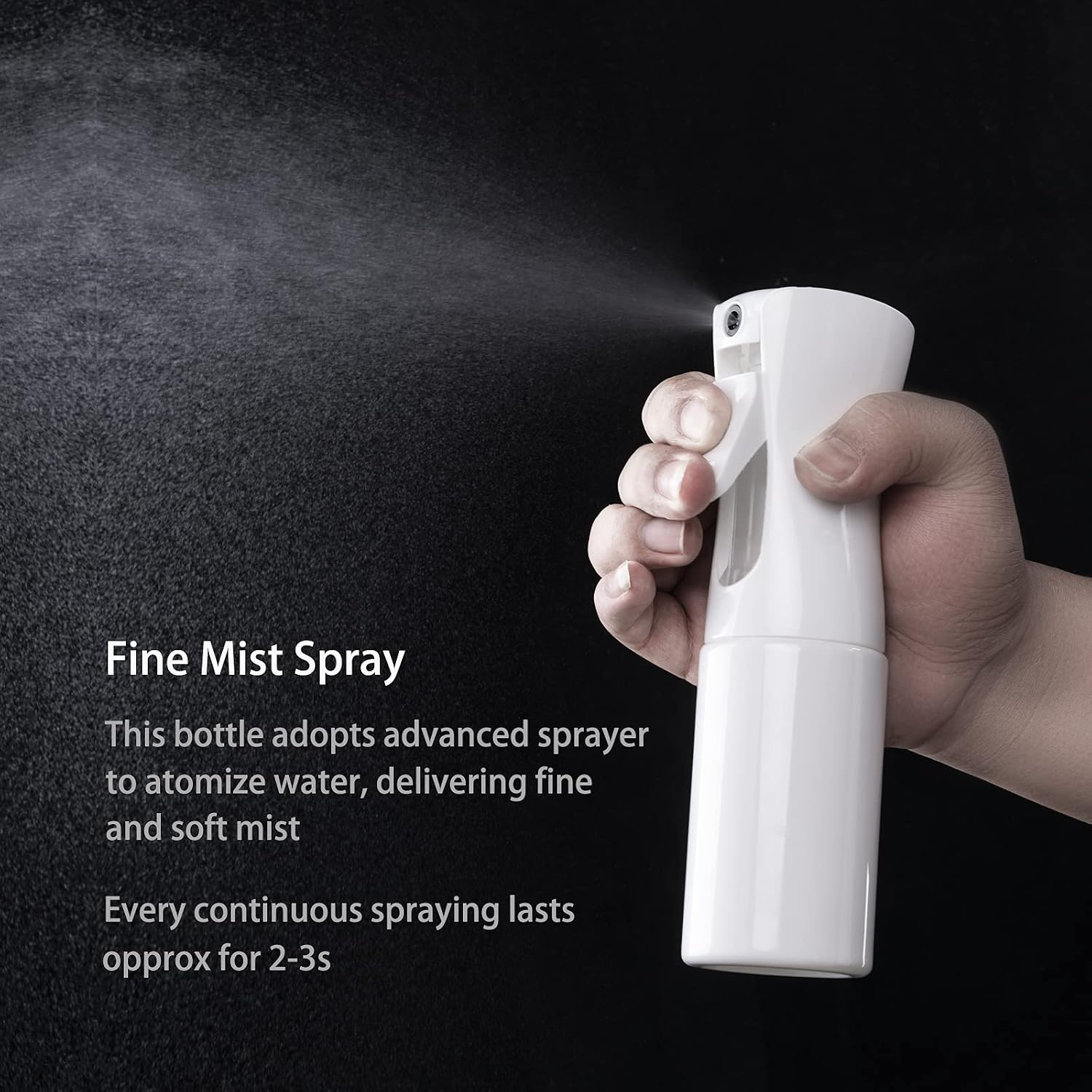 BOOMIBOO Hair Spray Misting Bottle, 6.8 oz/200ml Refillable Fine Mist Sprayer Bottle, Ultra Fine Continuous Water Mister For Salon, Gardening, Plants & Skin Care （ White
