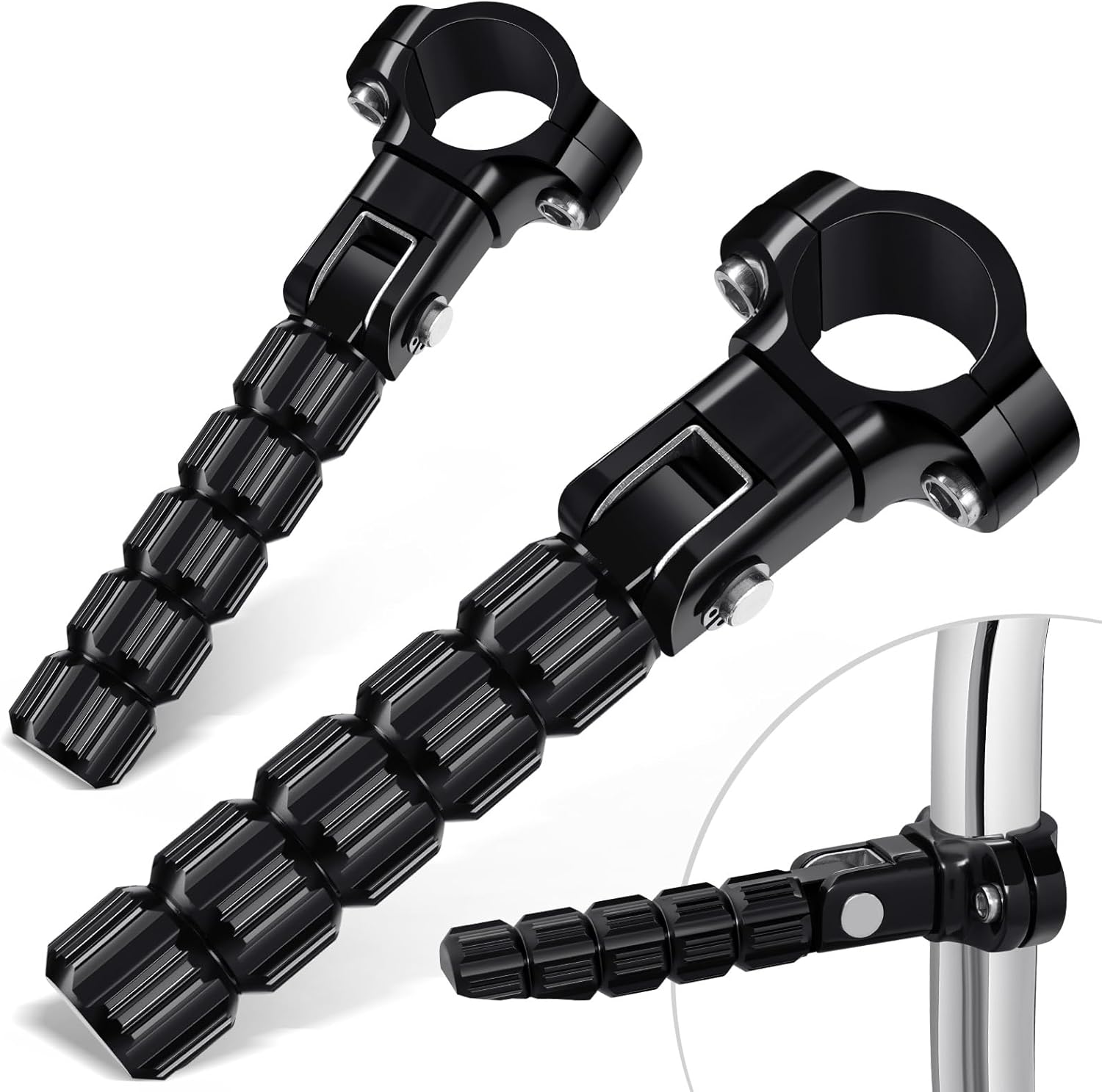 Benlari Highway Pegs CNC Motorcycle Foot Pegs Stainless Steel 1in 1-1/4in 25mm 32mm Fit for Harley Davidson for BMW for Honda for Suzuki for Kawasaki Engine Guards Crash Bars Black