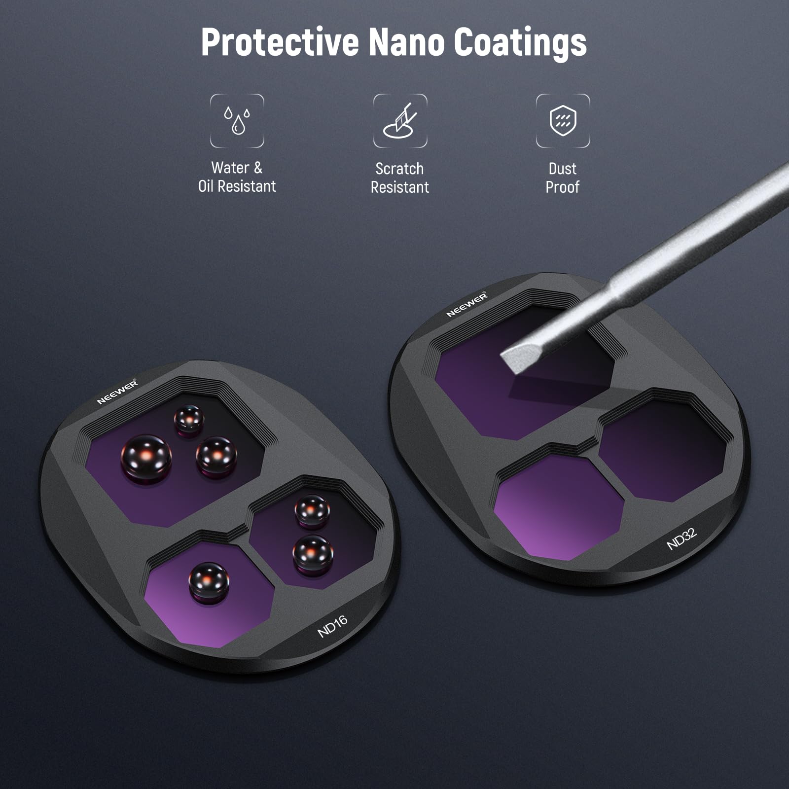 NEEWER Zestaw filtrów ND kompatybilny z DJI Mavic 4 Pro (ND8/ND16/ND32/ND64), 4 sztuki, wielowarstwowy filtr optyczny do aparatu drona, obiektyw z magnetycznym pudełkiem do przechowywania FL-C44