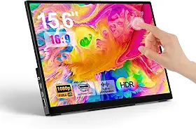 Monitor portátil com tela sensível ao toque de 15,6 polegadas 1080p FHD IPS, tela sensível ao toque para jogos de viagem de 10 pontos com alto-falantes duplos e suporte, tela externa USB-C HDMI para