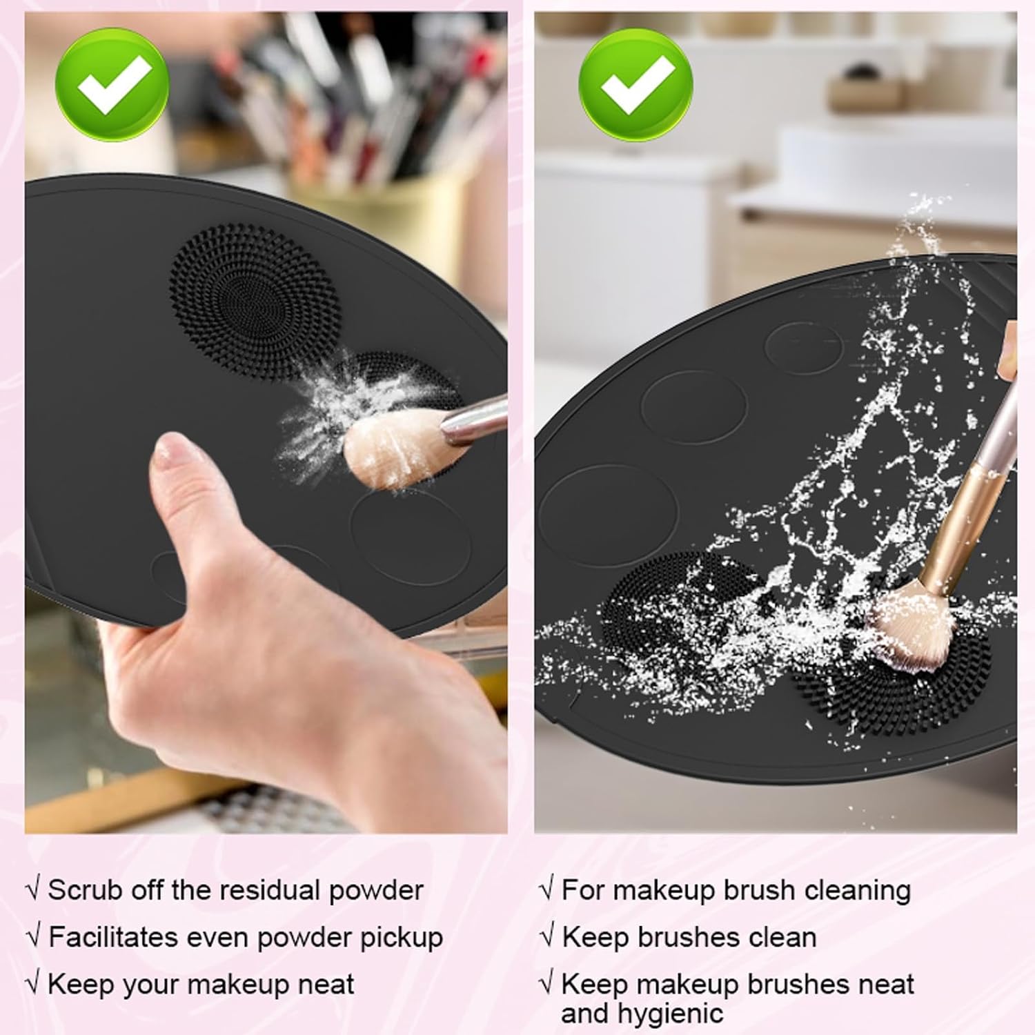 Coolnice Silicone Makeup Brush Cleaning Mat Large Size, Cosmetic Cleaning Pads (black)