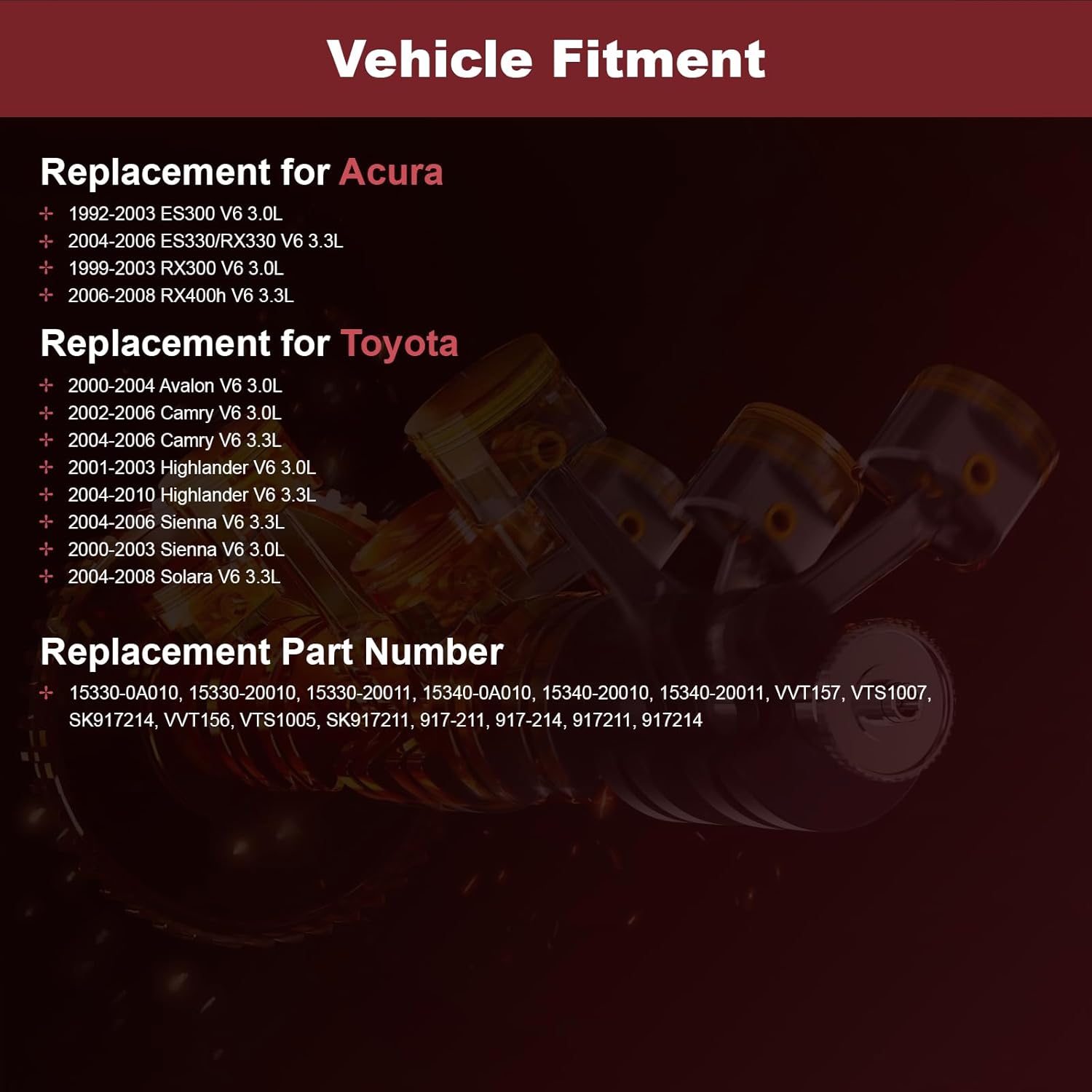 Anytek VVT Variable Valve Timing Solenoid for Toyota Camry Highlander Sienna Avalon Solara RX300 RX400h 3.0L 3.3L 1992-2000-2005 2006 2007 2008 Replace# 15330-0A010 15340-0A010