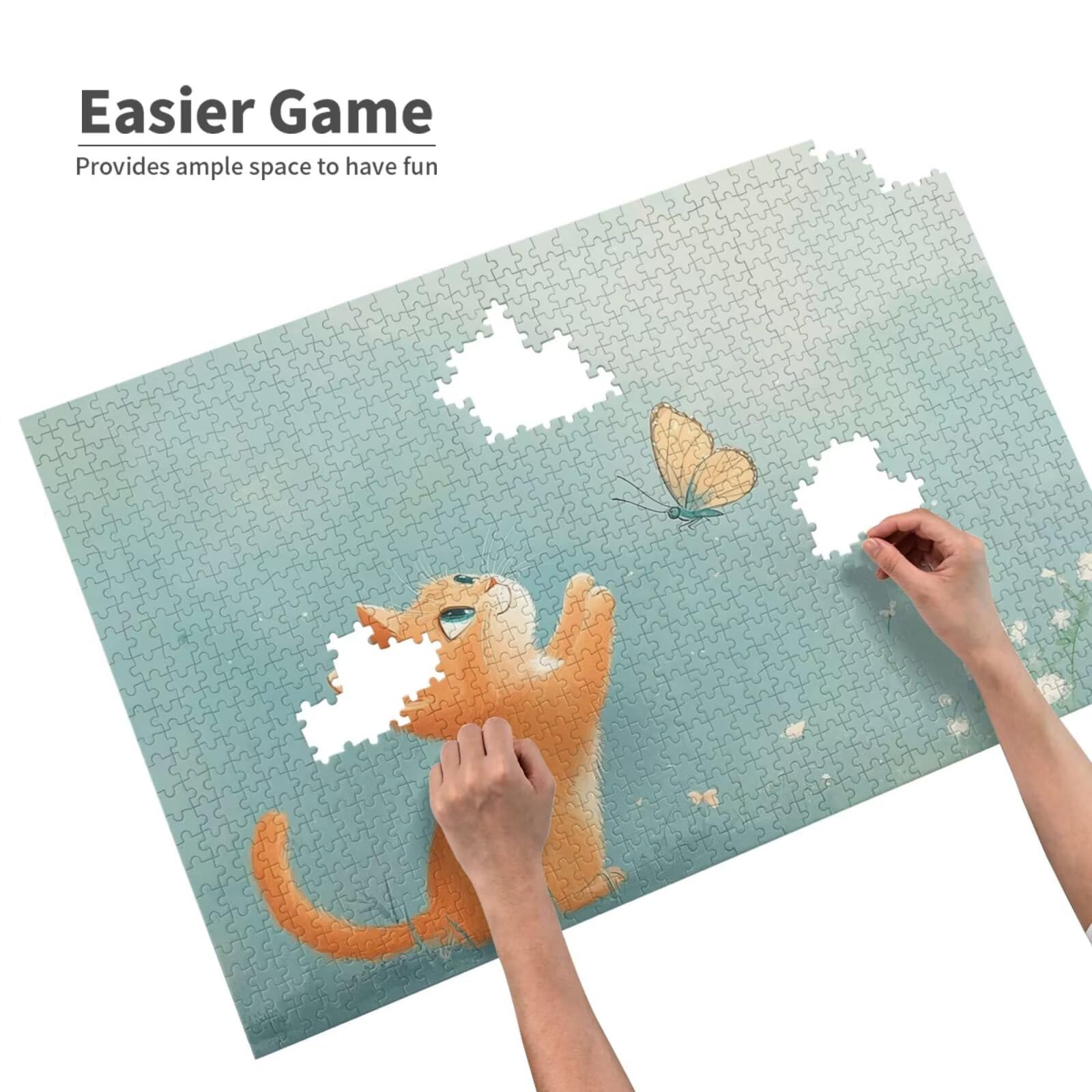 Puzzle kot, 1500 elementów, szczęśliwe puzzle dla dorosłych, z pudełkiem na prezent, duże drewniane puzzle dla dorosłych, gra zręcznościowa dla całej rodziny, prezenty dla kobiet, 87 x 57 cm, 898y