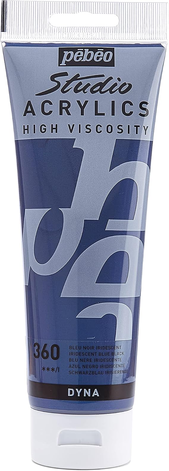 PEBEO Studio Acrylics High Viscosity, Fine Acrylic, 250 ml - Iridescent Blue Black, 8.45 Fl Oz (Pack of 1)