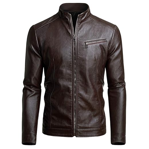 Jaqueta masculina casual de couro sintético