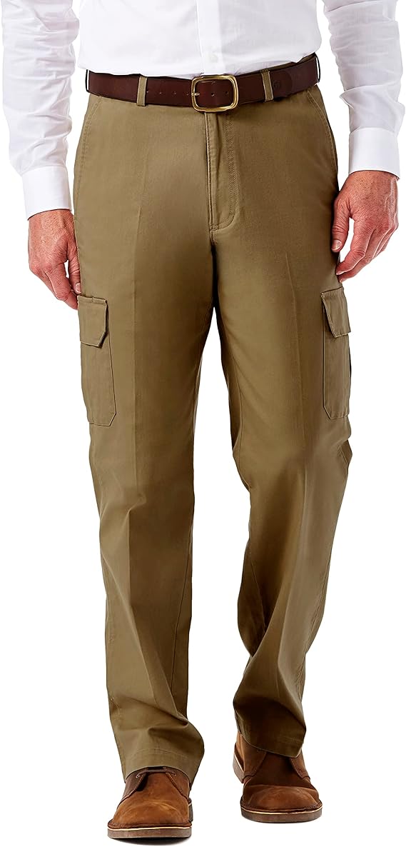 Haggar Men's Comfort Stretch Classic Fit Flat Front Cargo Pant - Regular and Big & Tall Sizes