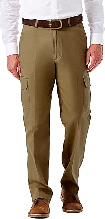 Haggar Men's Comfort Stretch Classic Fit Flat Front Cargo Pant - Regular and Big & Tall Sizes