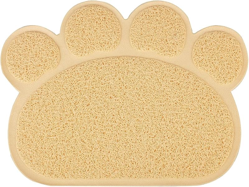 Tapete para Caixa de Areia de Gatos em Formato de Patinha, PVC Antiderrapante, Peach, 40,01 x 30,00 cm