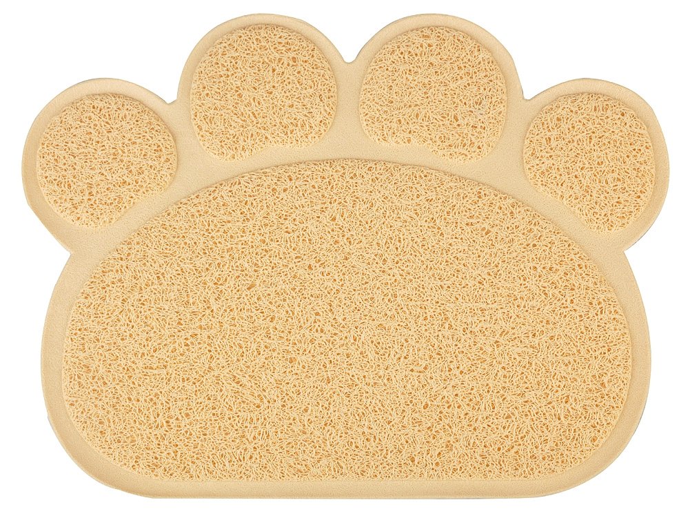 Dm Peach Paw-Shaped Cat Litter Tray Mat, 40X30 Cm (Peach)