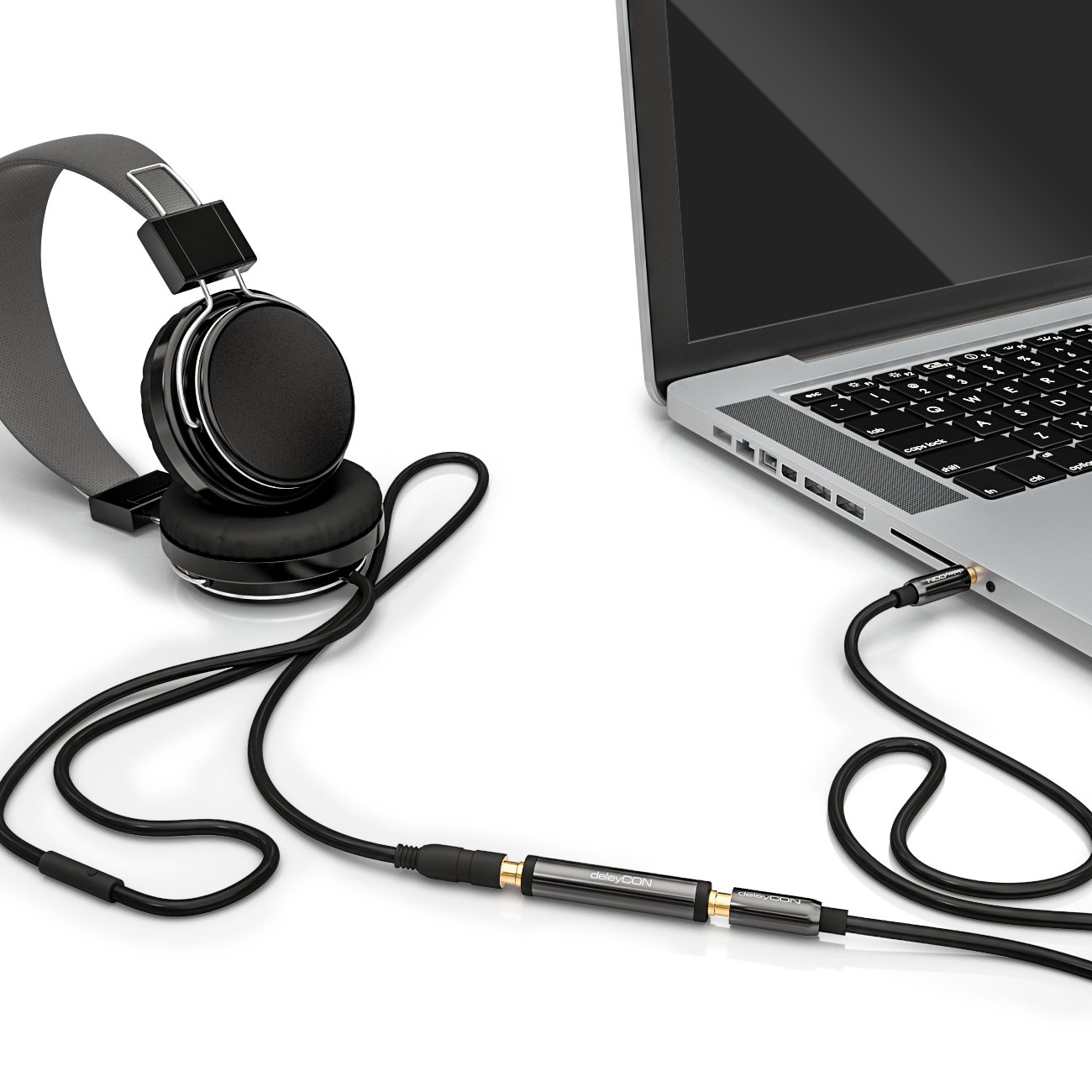 deleyCON Adaptateur Jack Audio Stéréo - Jack 3,5mm Femelle to Femelle - Noir