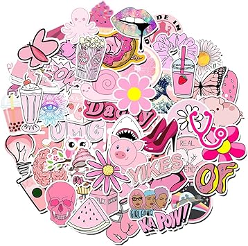 Amazon Com Tuqiso 100 Pcs Cute Pink Vsco Stickers For Water Bottles Lovely Aesthetic Hydro Flask Stickers Waterproof Pink Stickers Skateboard Stickers For Teens Girls Water Bottle Laptop Guitar Phone Toys