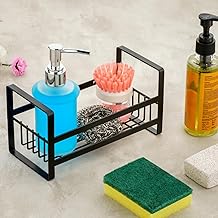 Self Adhesive Kitchen Sink Organizer Rack | Wall Mounted Sponge Holder Basket for Detergent Bottle, Scrubber & Brush | Rustproof Steel Storage Rack for Bathroom & Kitchen Use (Sponge)