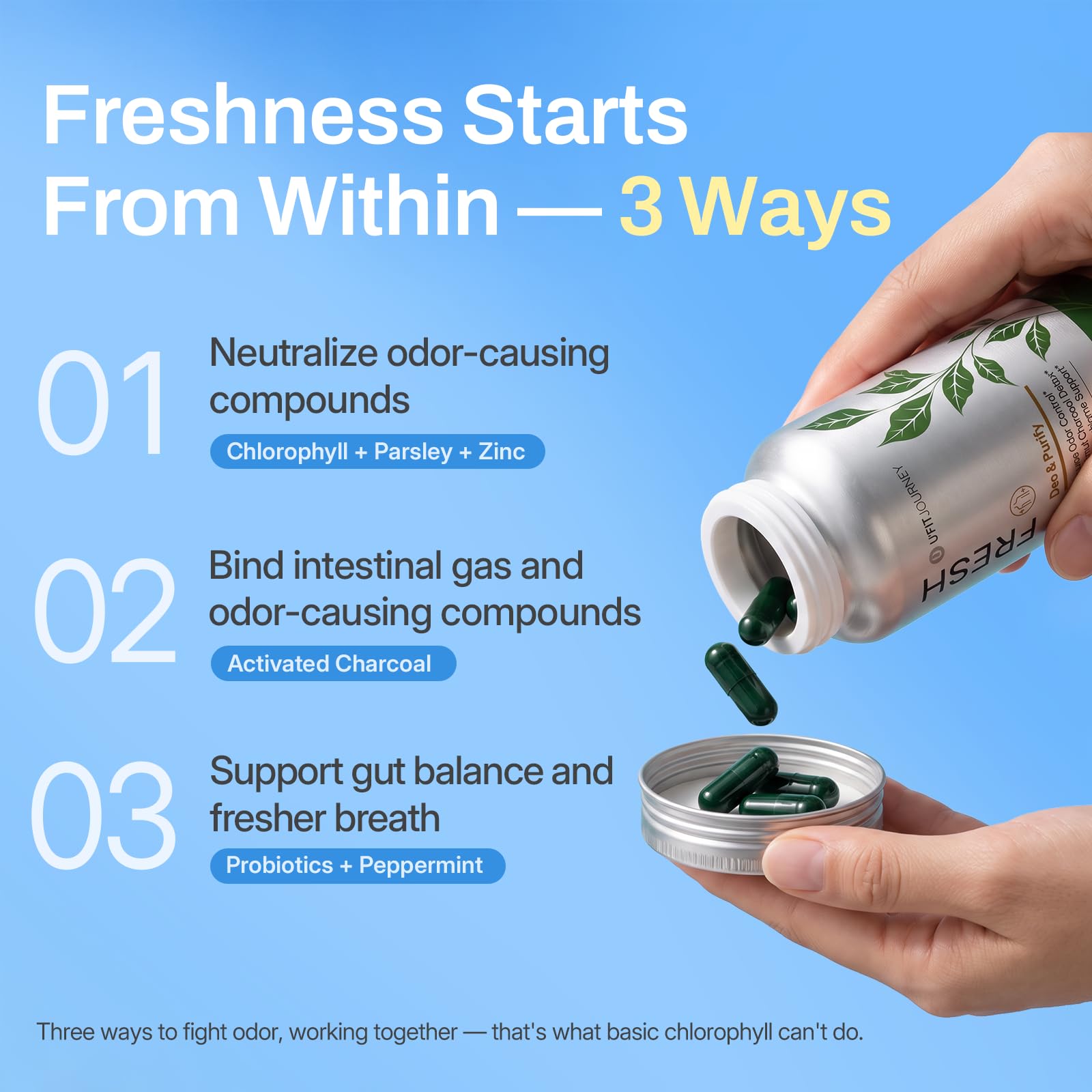 Deo Fresh Chlorophyll & Probiotics Body deodorizing Supplement, 60 ct — Amazon image 3