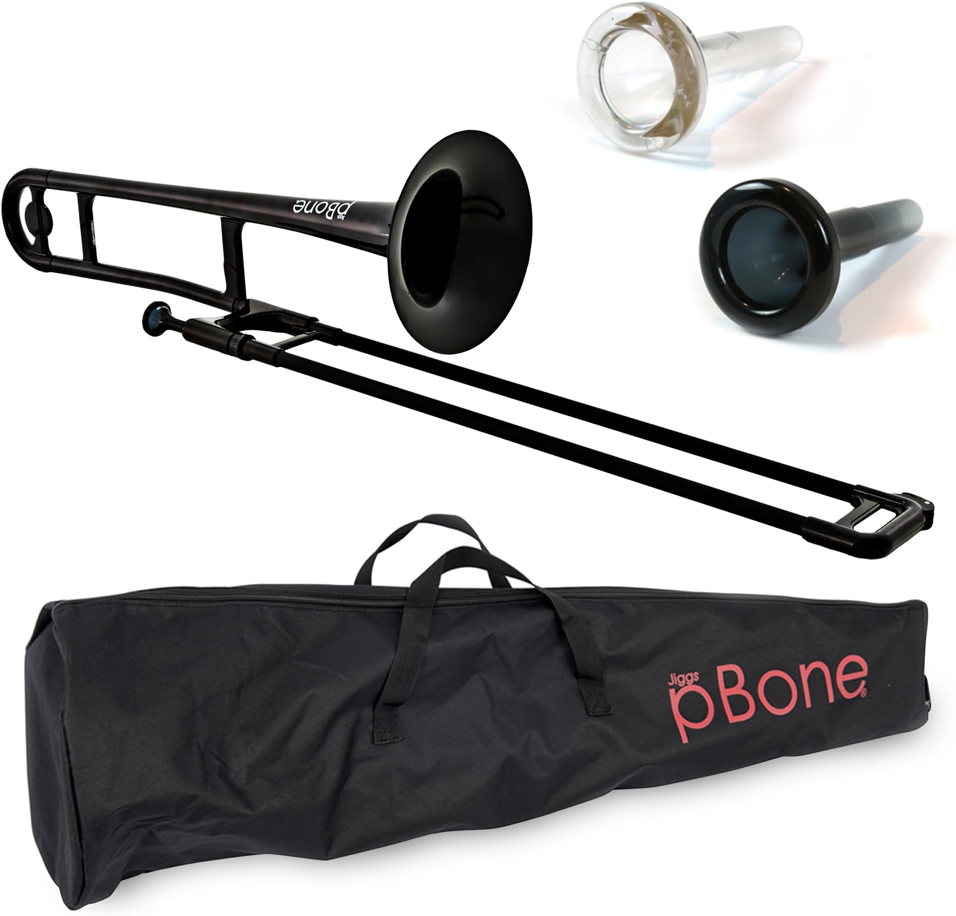 Plastic Trombone with Mouthpiece and Carry Bag - Bb Student Beginner - Black, PBONE1BLK