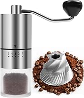 Vista 1 de Molinillo de café manual con rebaba de acero inoxidable para goteo, prensa francesa, 5 configuraciones ajustables, molino manual con rebaba