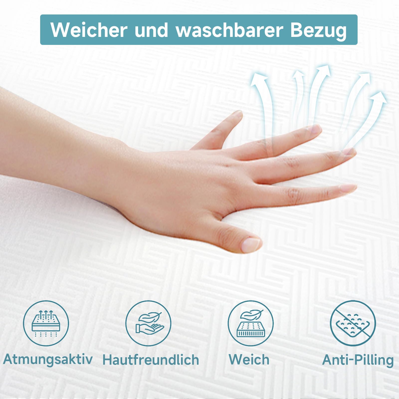 Klappmatratze 80x195cm, Höhe10 cm, 4-teilige Faltmatratze | Gästematratze Klappbar, Matratze Auto Kofferraum, H3 Härtegrad, Komfortschaumkern, Klappbett Waschbar für Reisen und Camping