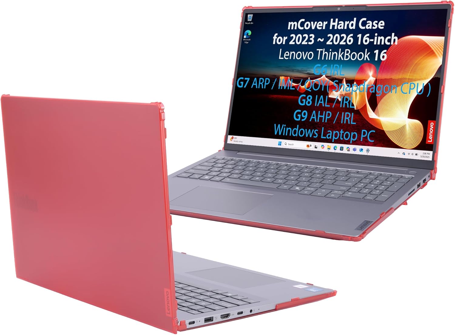 mCover Case ONLY Compatible for 2023-2026 16" Lenovo ThinkBook 16 G6 / G7 / G8 / G9 Series Windows Notebook PC(NOT Fitting Any Other Lenovo Models)- Orange