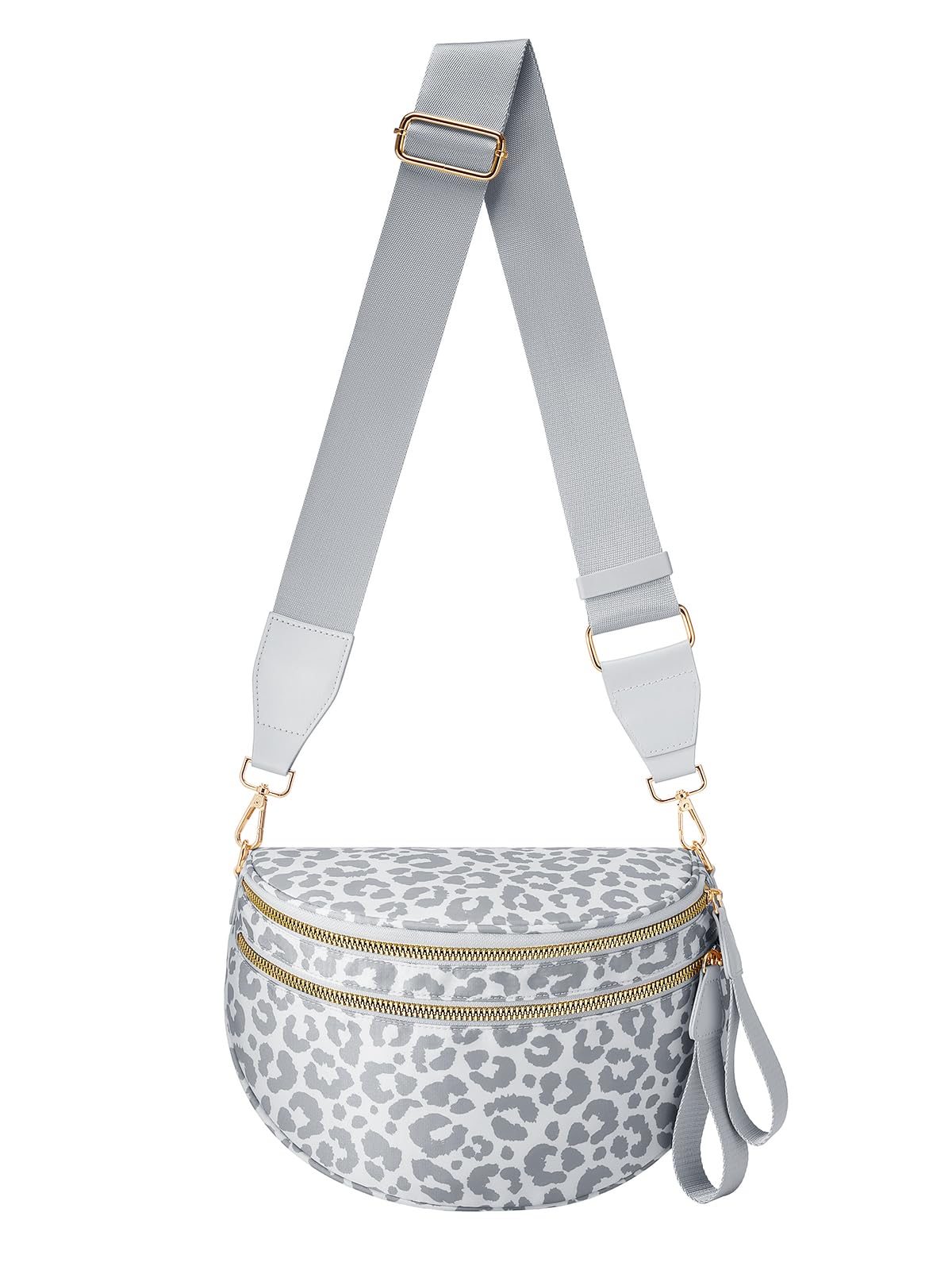 Pure Colour Crossbody Bag Bum Bag for Women,Spacious Purse Fanny Packs Belt Bag,Oversized Bum Bag (Light Grey Leopard Bum Bag)