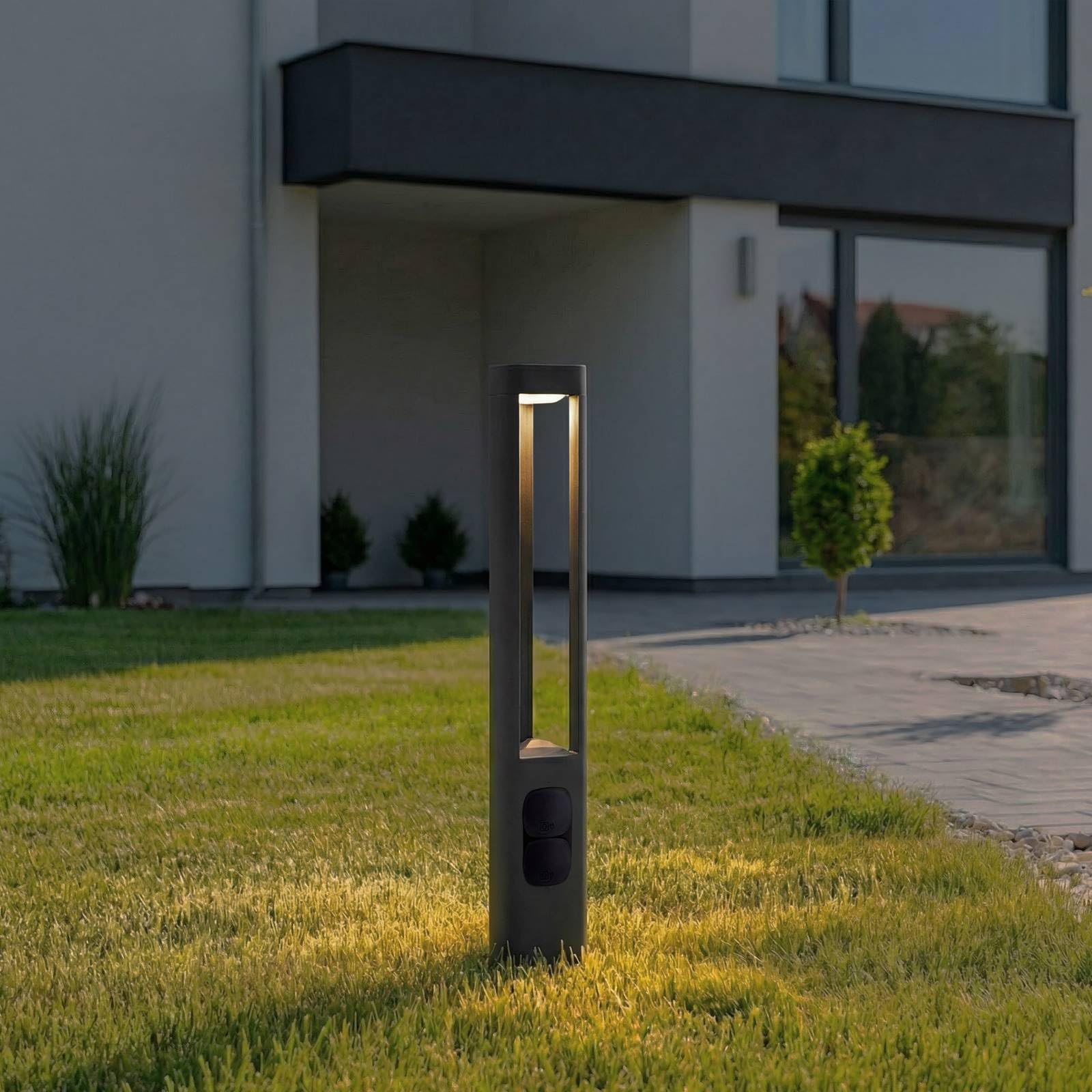 Lucande LED Außenleuchte Pirron (spritzwassergeschützt (Modern) in Schwarz aus Aluminium (1 flammig,) - Wegeleuchte Pollerleuchte Wegelampe Sockelleuchte