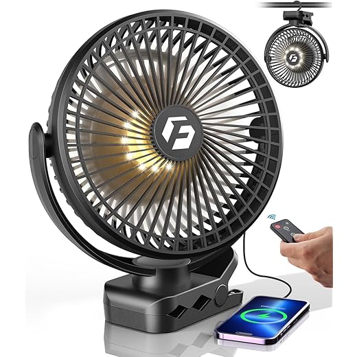 24000mAh Clip on Fan for Golf Cart 8 inch Portable Rechargea