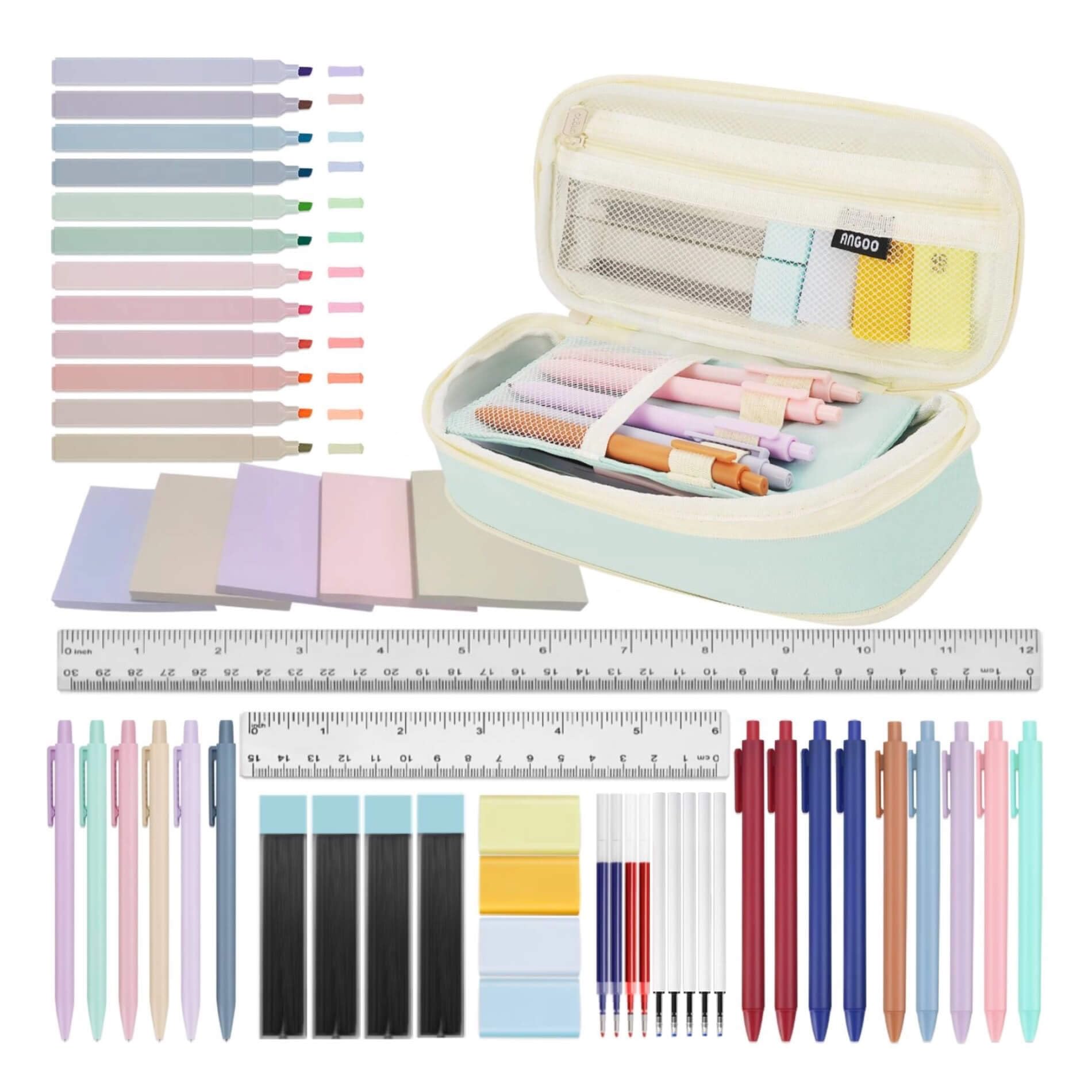 NVAZIOP 52 Aesthetic School Supplies with Cute pencil Case Stationery girls