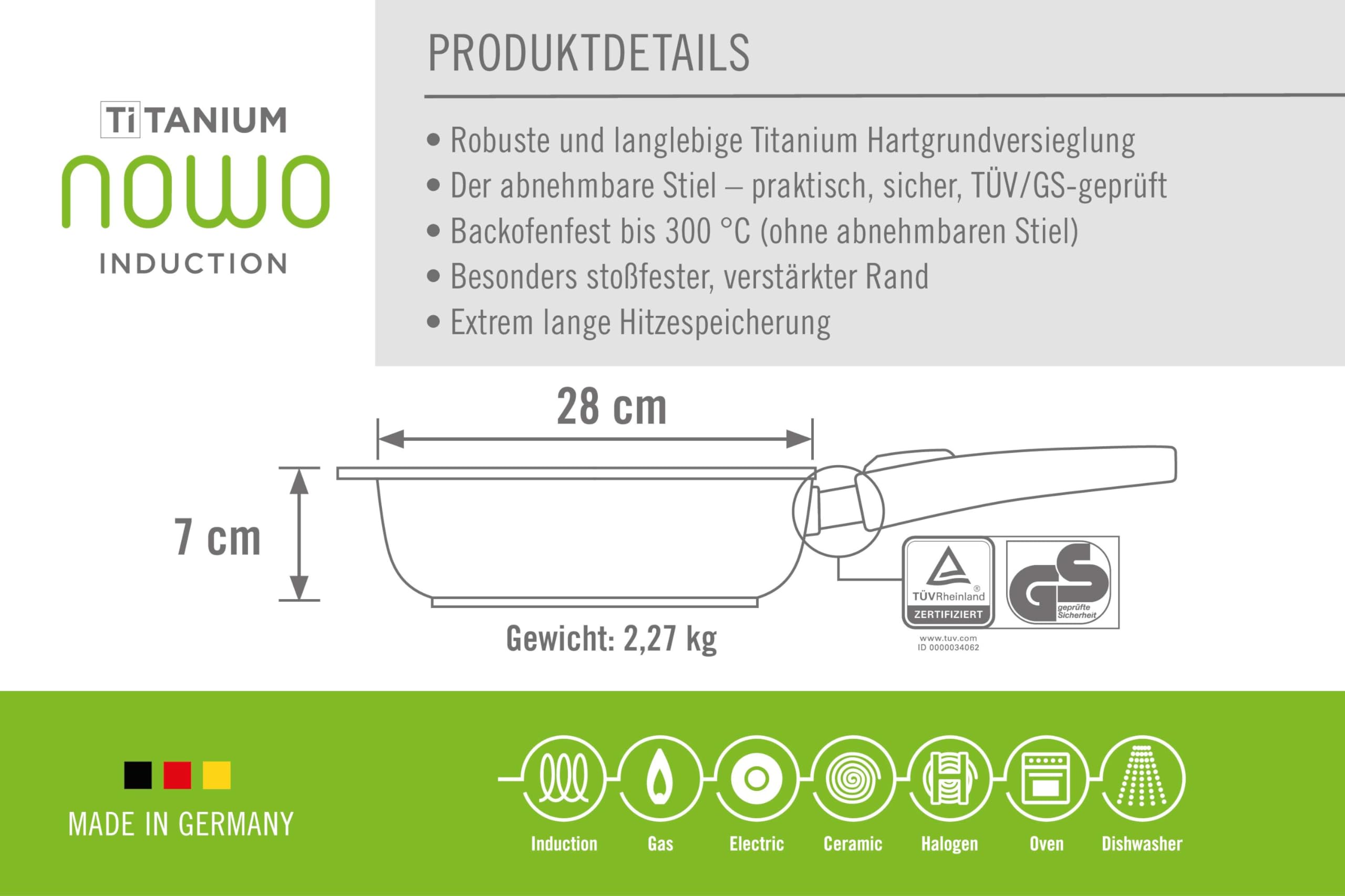Woll Linia indukcyjna profesjonalna nieprzywierająca odlewana aluminium 28 cm patelnia do smażenia/głębokiej patelni, 3,5 l
