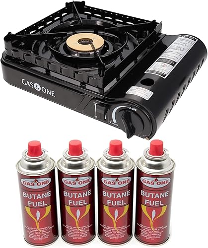 GasOne - Estufa de propano o butano de 15,000 BTU Estufa de combustible dual Estufa de camping portátil - Patentada - con estuche de transporte