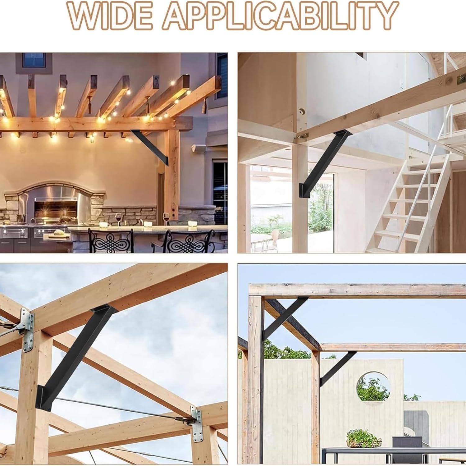 45 Degree Angle Support Bracket,Pergola Bracket Kit,Pergola Accessory,Corner Bracket,Angle Corner Braces Inside Joint,Suitable for Gazebos,Terraces,Sheds, Cabins and More(Size:4pcs)