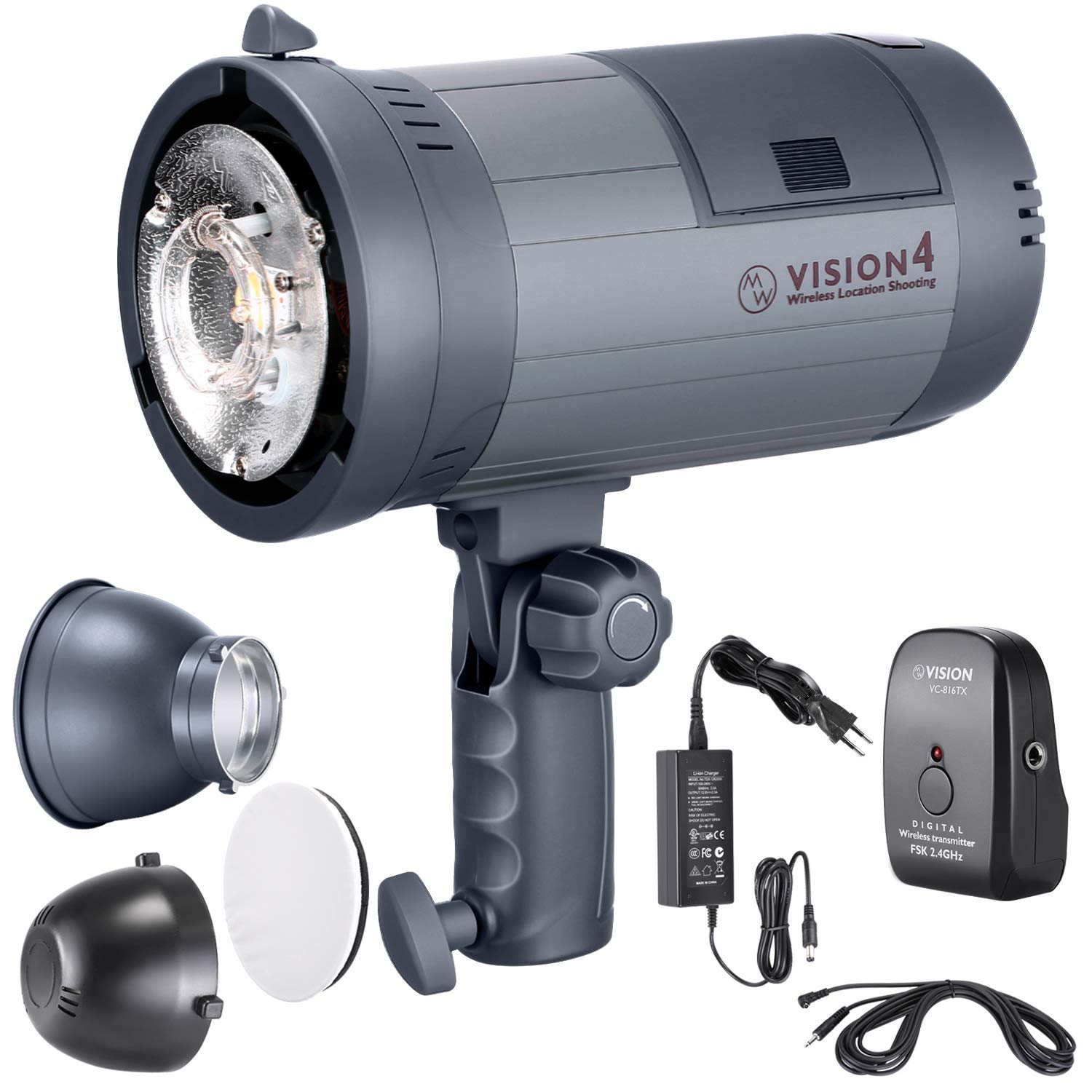 Neewer Vision 4 300Ws Flash de Estudio para Fotográfica al Aire Libre con Batería de Ion de Litio, 2,4G Disparador, 1000 Flashes a Máx. Potencia y Reciclaje en 0,4s-2,5s, Monolight con Montura Bowens