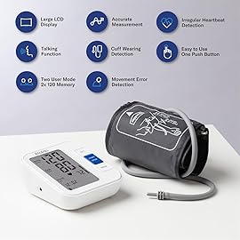 Alcedo Blood Pressure Monitor for Home Use, Automatic Digital BP Machine with Large Cuff for Upper Arm, LCD Screen, 2x120 Memory, Talking Function