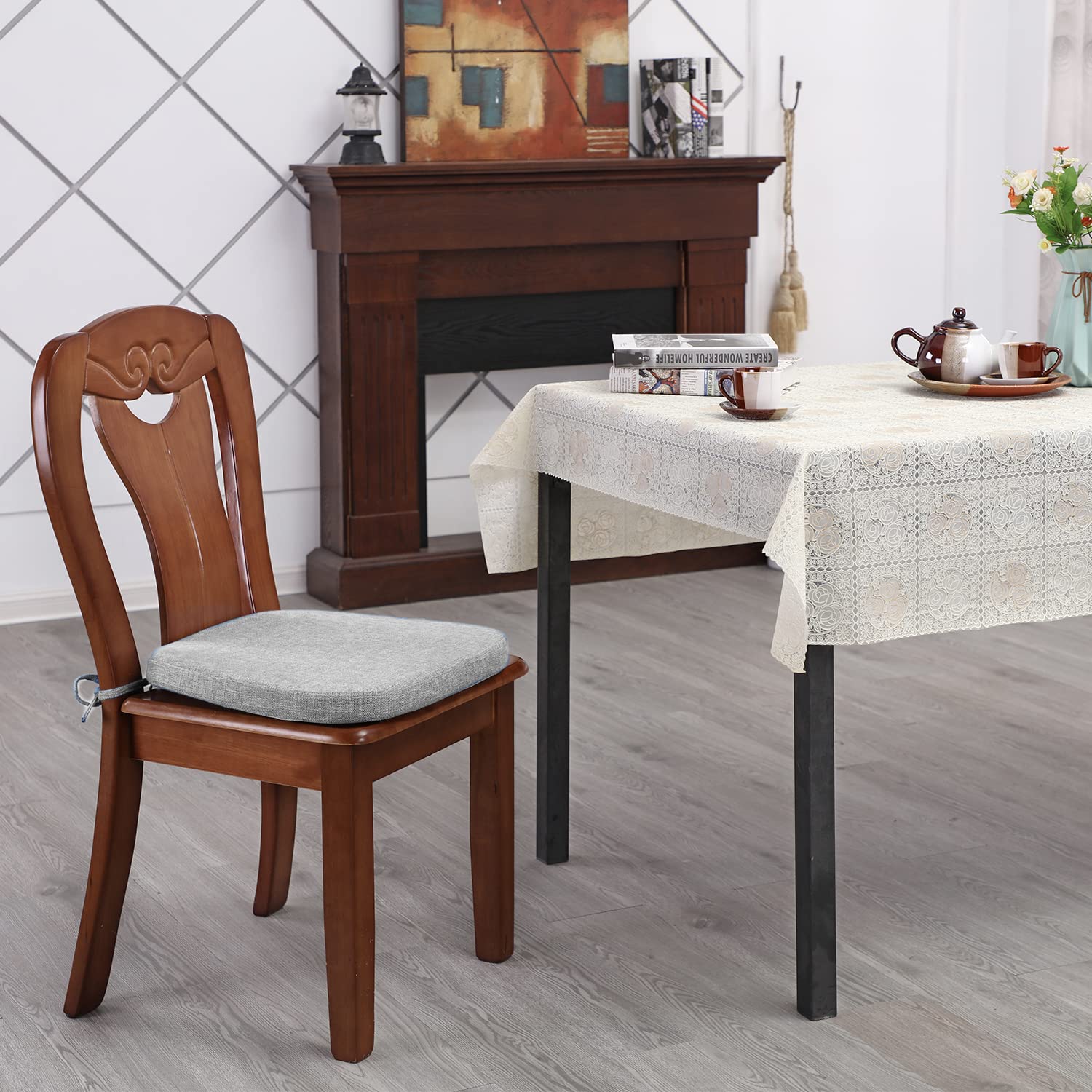 KGPLOME Cojines de asiento para sillas de comedor, almohadilla antideslizante de espuma viscoelástica para silla de cocina con funda lavable a máquina (16.5 x 16.2 pulgadas), color gris