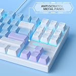 MageGee 75% Clavier de jeu mécanique, commutateur bleu, LED Bleu rétroéclairé, 87 Clés Compact TKL Claviers filaires pour ordinateur portable Windows PC Joueur - Bleu/Blanc