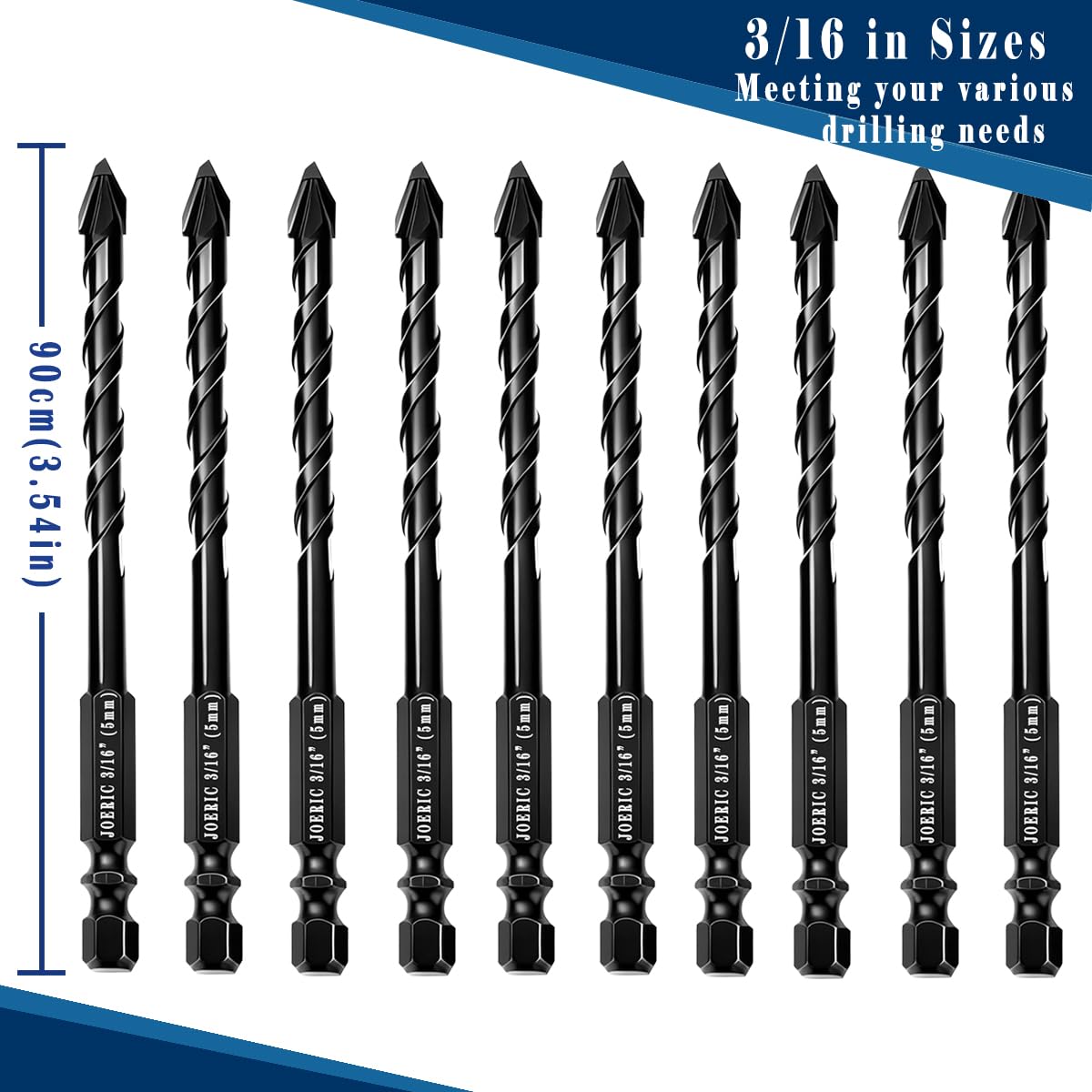 Black Ceramic Drill Bits - 10pc Masonry Set -2