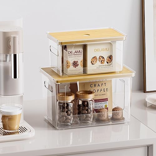 Miniatura 8 de Delamu Acrylic Trash Bag Holder, 2 Pack (XL+S) Stackable Garbage Bag Dispenser, Clear Organizer Bins for Under Sink Organization, Pantry Storage