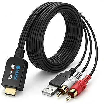eSynic Portable eARC Audio Extractor-5 ft Long-Integrated Cable Designed-USB Powerd-192KHZ ARC to RCA Audio Adapter-Plug& Play-Only PCM/LPCM 2.0 Formats-Only from HDTV to L/R Stereo Audio System