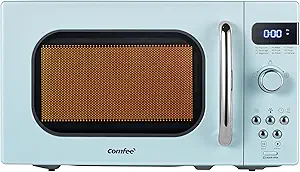 COMFEE' Retro Small Microwave Oven With Compact Size, 9 Preset Menus, Position-Memory Turntable, Mute Function, Countertop Microwave For Small Spaces, 0.7 Cu Ft/700W, Green, AM720C2RA-G