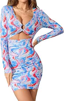 Amazon.com: WDIRARA Women's Marble Print Long Sleeve V Neck
