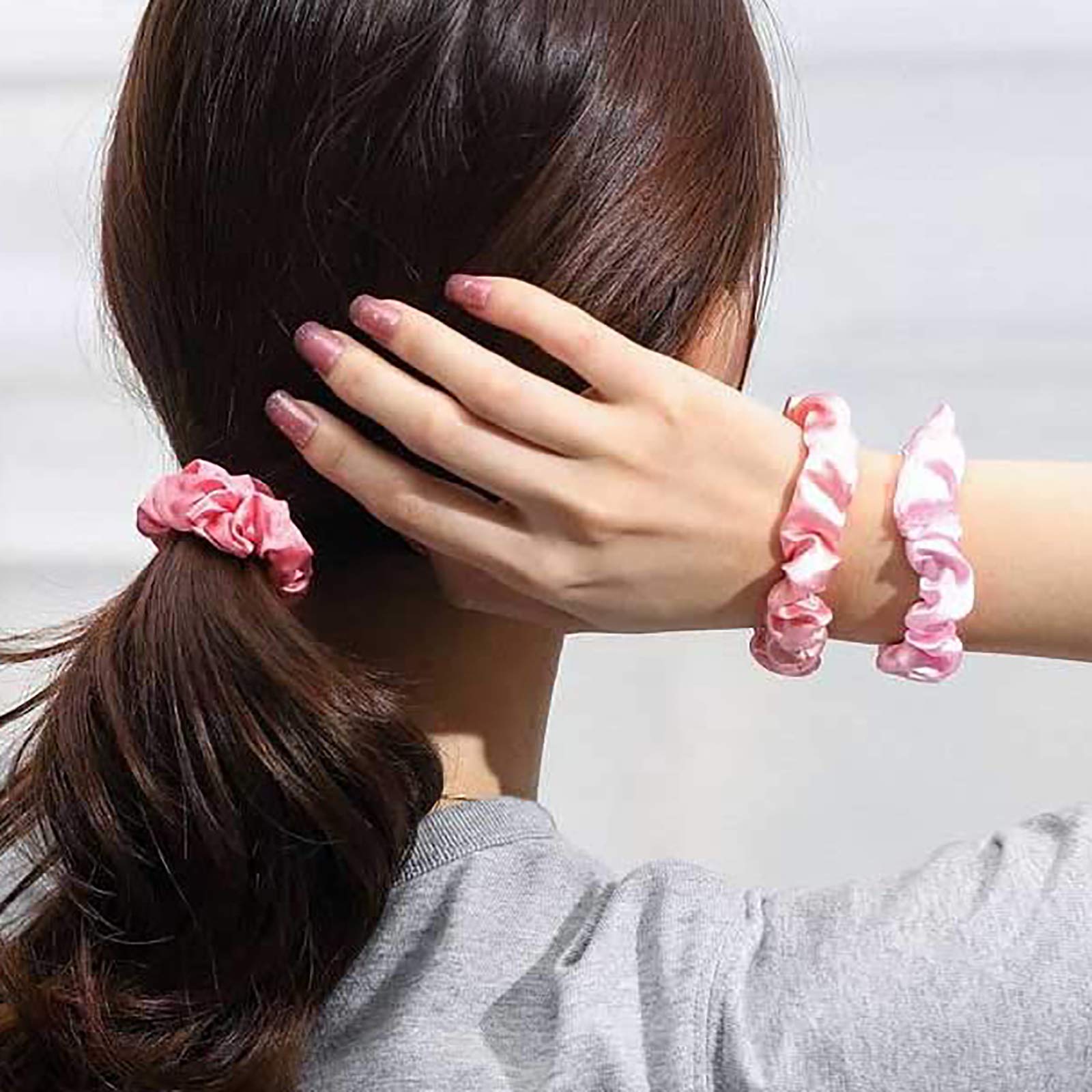 Zestawy 3 sztuk gumek do włosów Scrunchy Różowa szyfonowa różne gumki Scrunchies Jedwabny kucyk