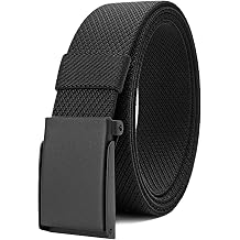 Big & Tall Men's Black Elastic Stretch Webbing Belt 43 to 71inch Adjustable No-Hole Casual Golf Belt 1 3/8 Width