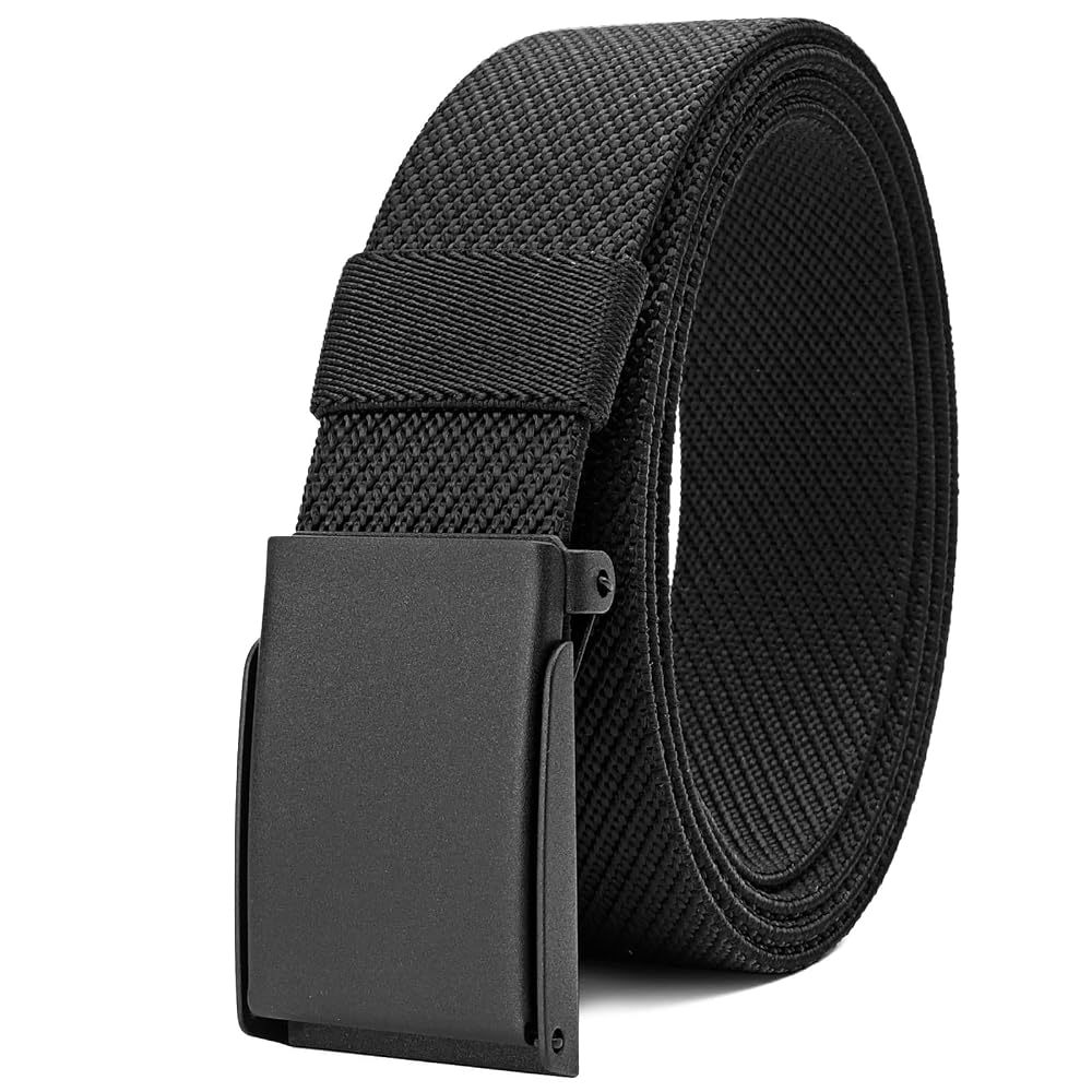 Big & Tall Men's Black Elastic Stretch Webbing Belt 43 to 71inch