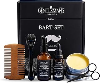 Gentleman's Selection Bartpflege-Set, 7-teilig, für alle Barttypen, Bartshampoo, Bartöl, Bartbalsam, Bartroller, Bartkamm & Bartschere, ca. 0,9 kg