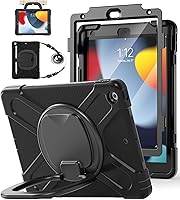 Vista 16 de BATYUE Funda para iPad de 9ª/8ª/7ª generación (funda resistente para iPad de 10.2 pulgadas 2021/2020/2019) con protector de pantalla, soporte